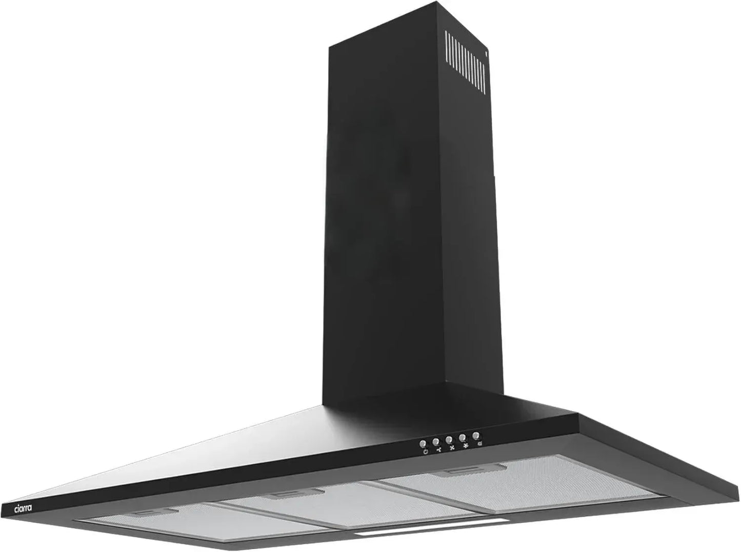 Hotte Murale CIARRA 90cm 370 m³/h - Éclairage LED - 3 Vitesses - Noir - Classe A