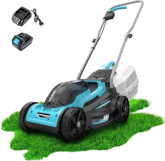Tondeuse à Gazon sans Fil Brushless avec Batterie 21V, 32 cm de Largeur, Réglable, 30 L