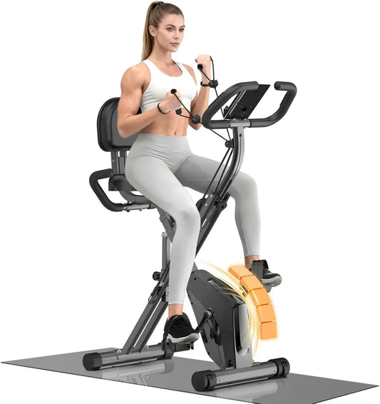 Vélo d'Appartement Pliable 4 en 1 avec Résistance Magnétique et Écran LCD, Capacité 150 kg, Capteurs de Pulsation