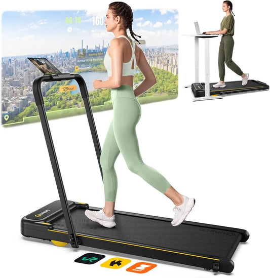 Tapis de Course Pliable 3 en 1 avec Application, Amortissement Double, Vitesse 1-10 km/h, Affichage LED et Télécommande - Usage Maison et Bureau
