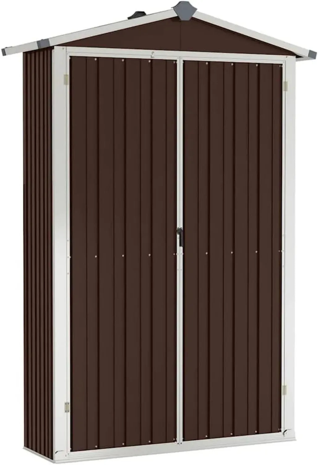 Cabane de Jardin en Acier Galvanisé Marron 116x45x175 cm pour Rangement Extérieur
