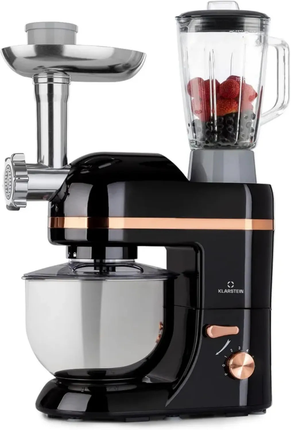 Robot Pâtissier 6-en-1 Klarstein, 1800W, Bol 5L, Blender 1.5L, Hachoir à Viande