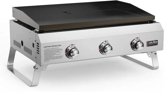 Plancha à Gaz Portable à 3 Brûleurs avec Revêtement Céramique Antiadhésif - Idéale pour Cuisine Extérieure et Camping