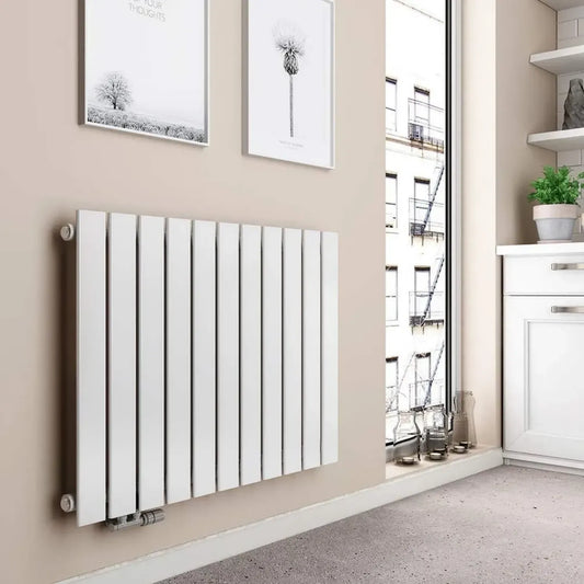 Radiateur Design Horizontal Blanc 630 x 850 mm, 618 W, Connexion Latérale, Panneaux Monocouche