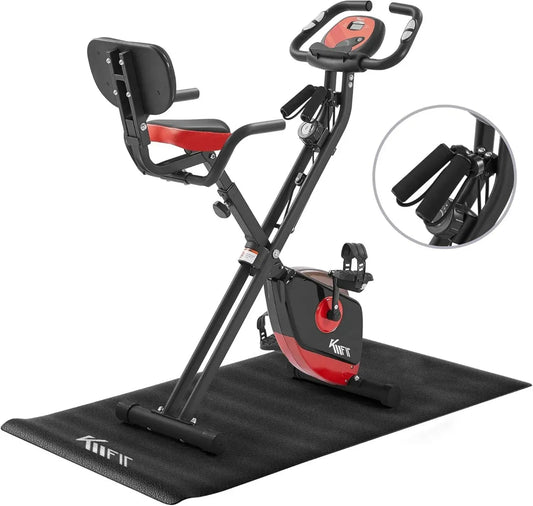 Vélo d'appartement 2-en-1 avec écran LCD et 16 niveaux de résistance