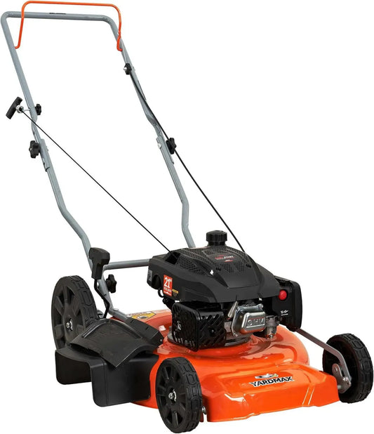 Tondeuse à Gazon Manuelle YARDMAX 53 cm 170cc 2-en-1 avec Grandes Roues Arrière