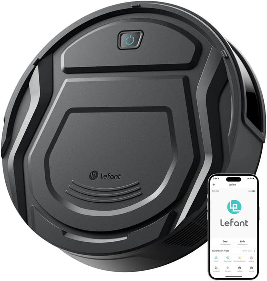 Aspirateur Robot Lefant M210 Pro+ avec Puissance 4000Pa, Autonomie 200 min, Compatible WiFi/App/Alexa, Système d'Évitement d'Obstacles, Design Mince et Silencieux, Parfait pour Animaux et Sols Durs