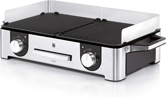 Gril Électrique WMF 2400W, Surface XL 28x50cm, Antiadhésif, Plaques Amovibles Lave-Vaisselle, Inox Cromargan Lono