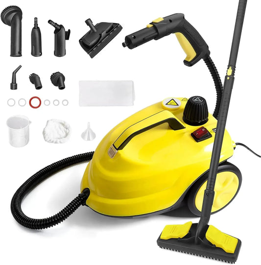 Nettoyeur Vapeur 2000W avec 15 Accessoires, Balai et Appareil Portatif 5 Bars, Réservoir 2L