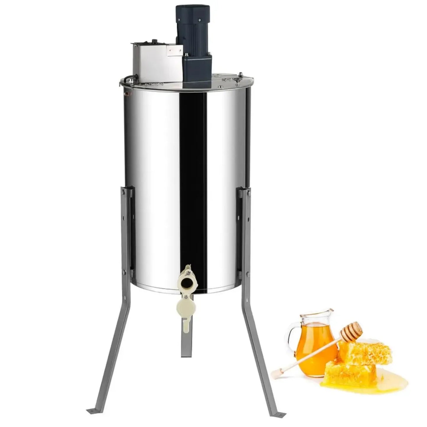 Extracteur de Miel Électrique VEVOR 140W, Acier Inoxydable, 2/4 Cadres, Couvercle Inclus, Taille Ajustable pour Apiculture