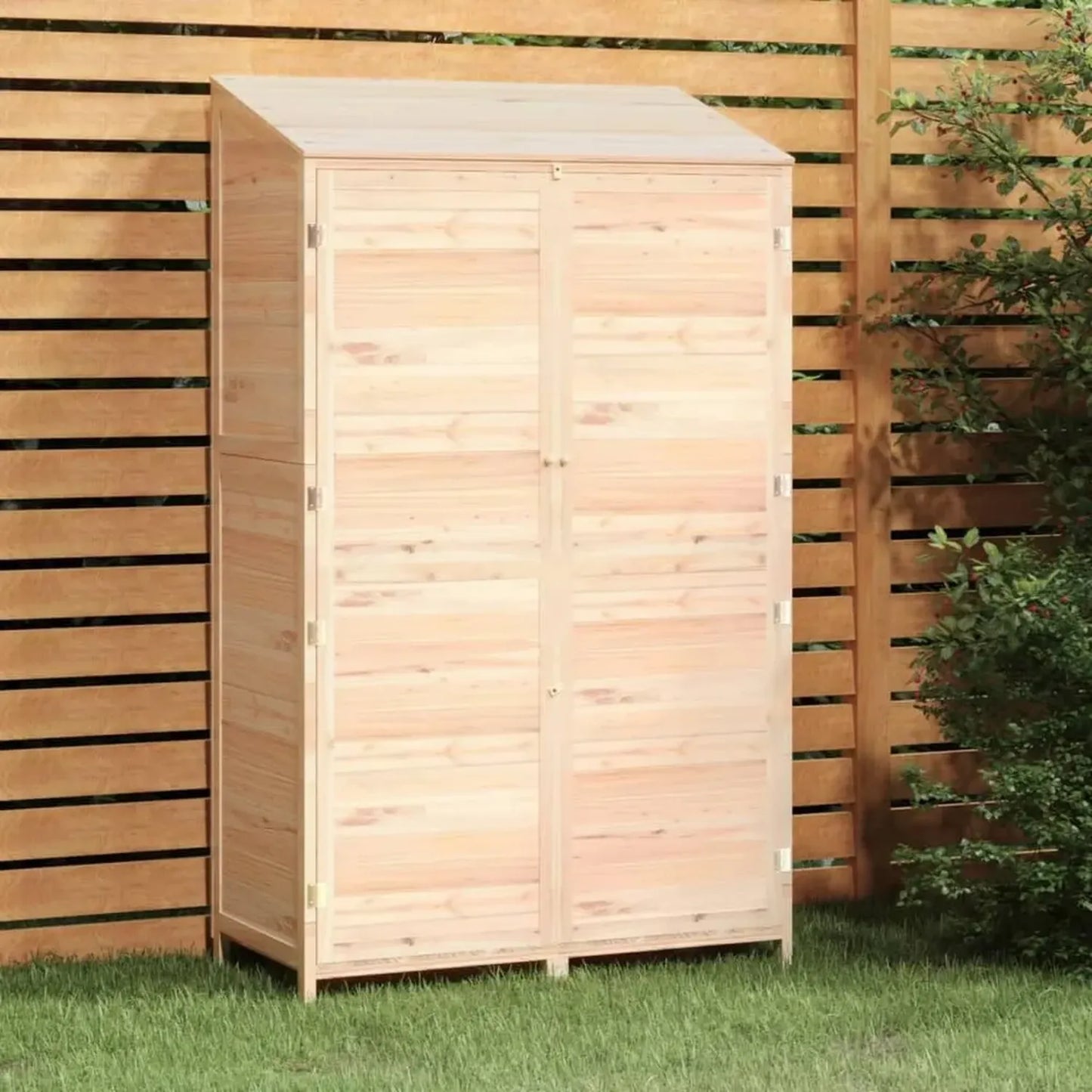 Abri de Jardin en Bois avec Toit en Appentis et Double Porte 102 x 52 x 174,5 cm