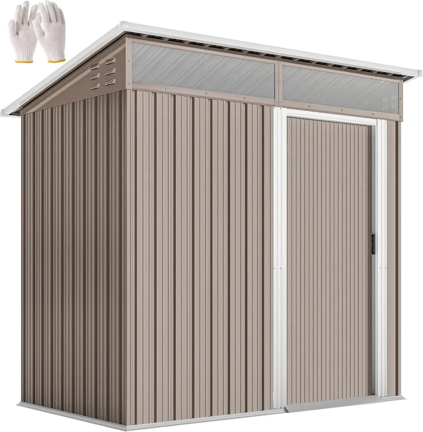 Outsunny Cabane de Jardin Métallique avec Portes Coulissantes 1,9 m² - Marron