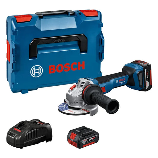 Meuleuse angulaire sans fil Bosch 18V avec 2 batteries 5,0 Ah et chargeur