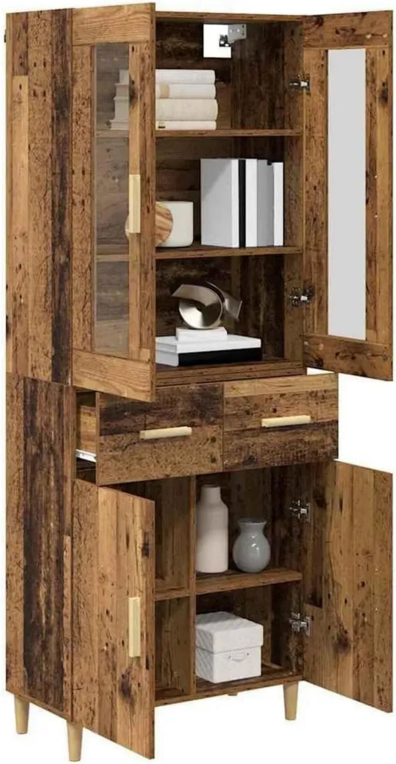 Armoire Haute Élégante en Bois d'Ingénierie pour Salle à Manger