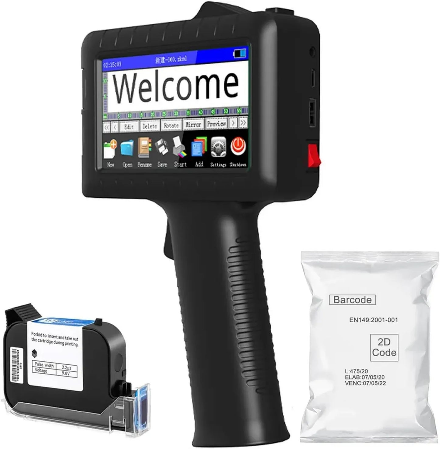 Mini imprimante portable étiquettes à jet d'encre, codes-barres et QR, impression rapide date/lot/logo